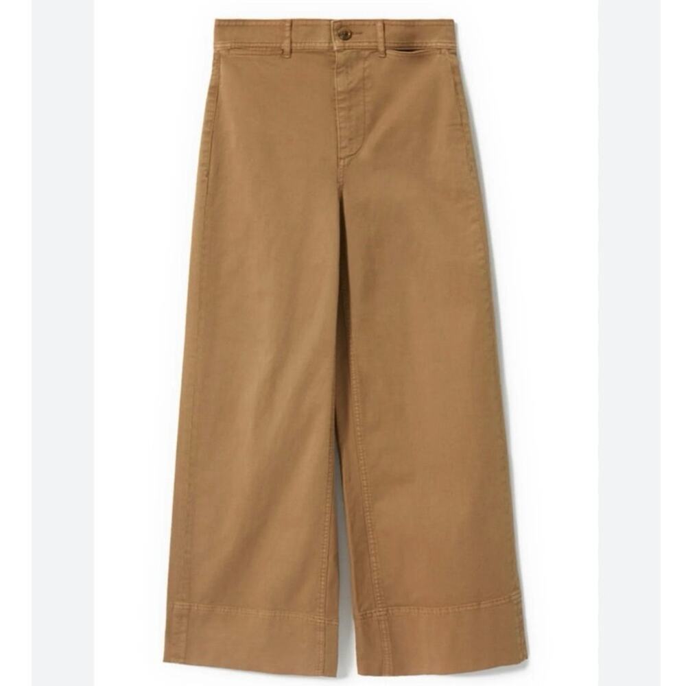 NWT EVERLANE Lightweight Wide-Leg Crop Chino Tan Size 4 Boho Classic Casual Chic - Picture 1 of 8
